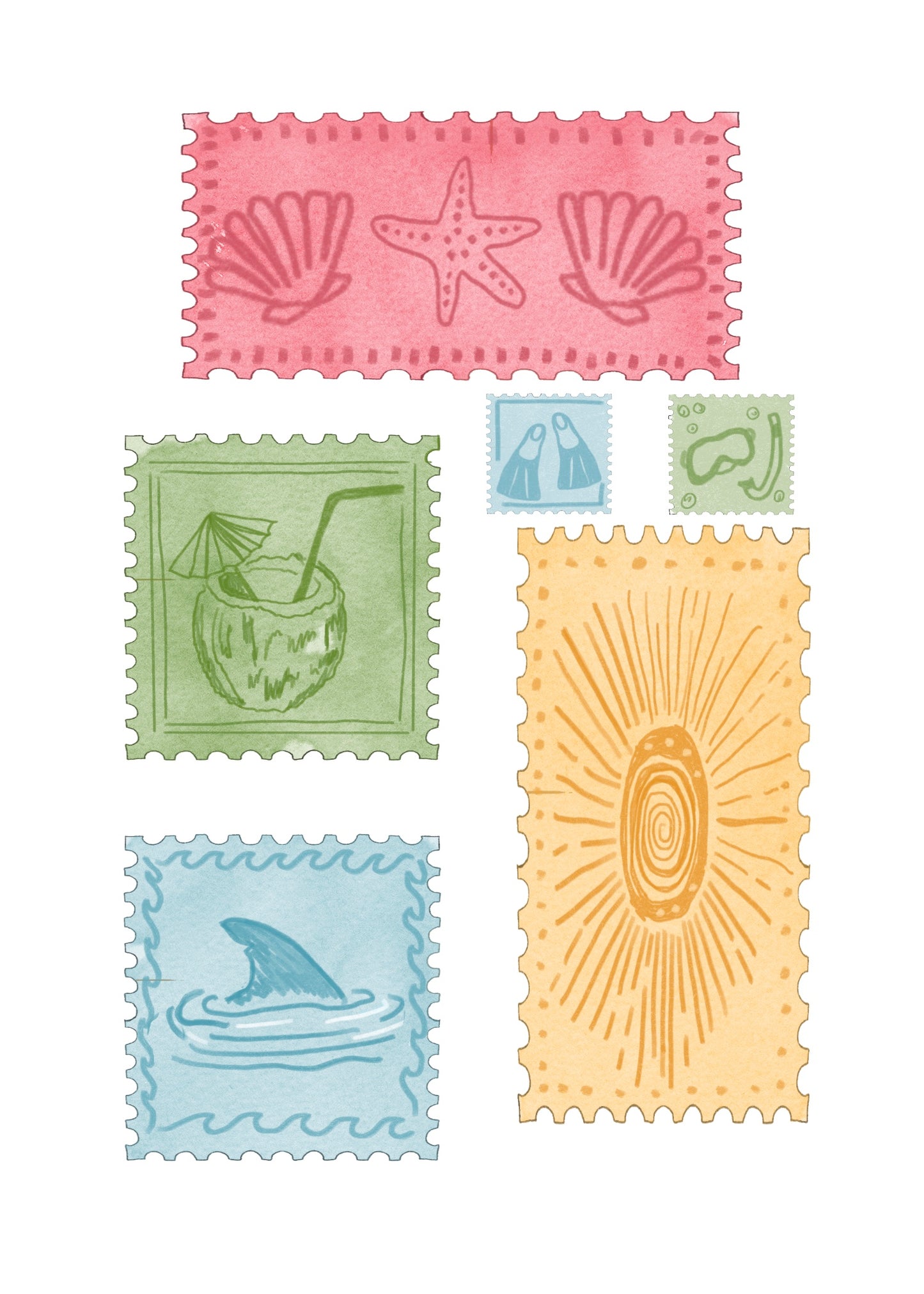 Summer Stamps Mini Art Prints