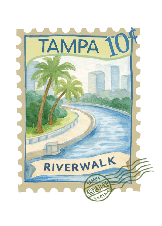 Tampa Riverwalk Stamp Mini Art Print