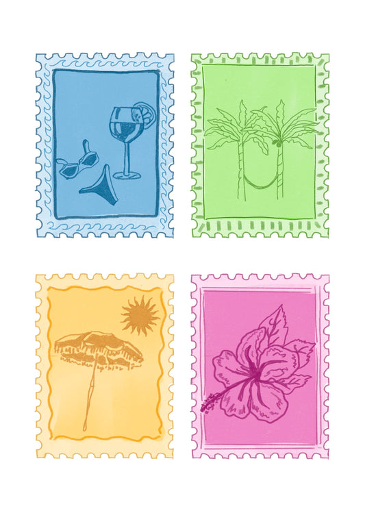 Tropical Stamps Mini Art Print