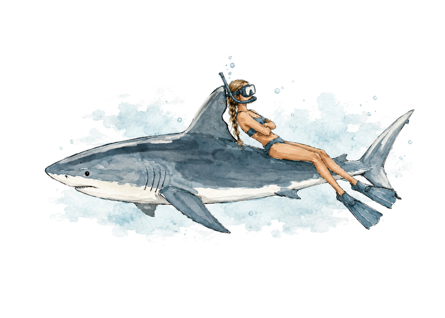 Shark Girl Mini Art Print