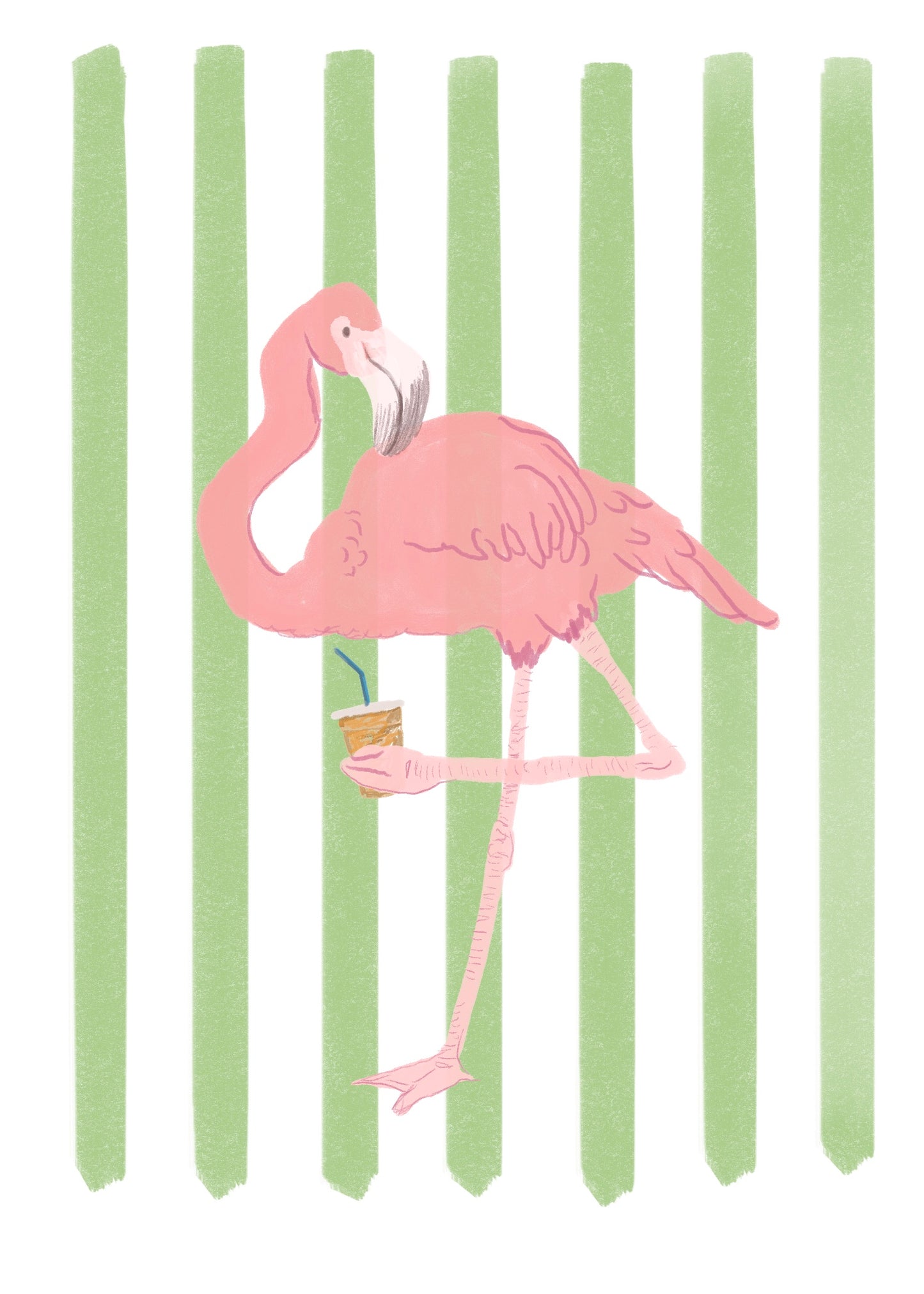 Coffee Flamingo Mini Art Print