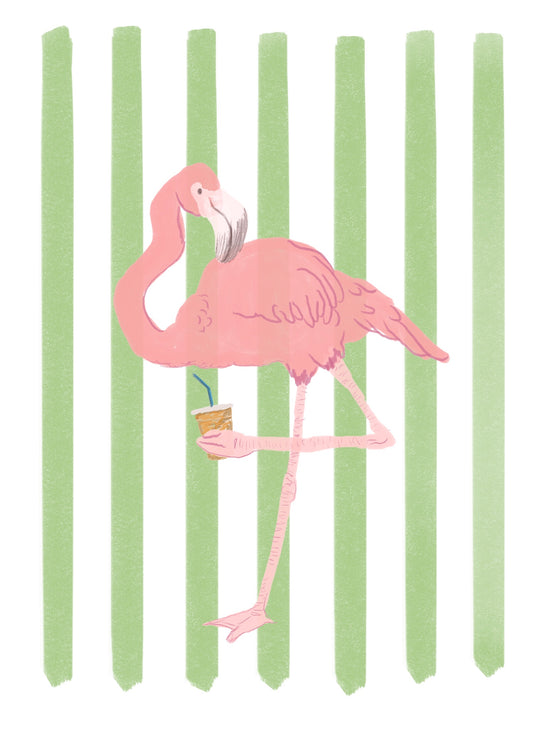 Coffee Flamingo Mini Art Print