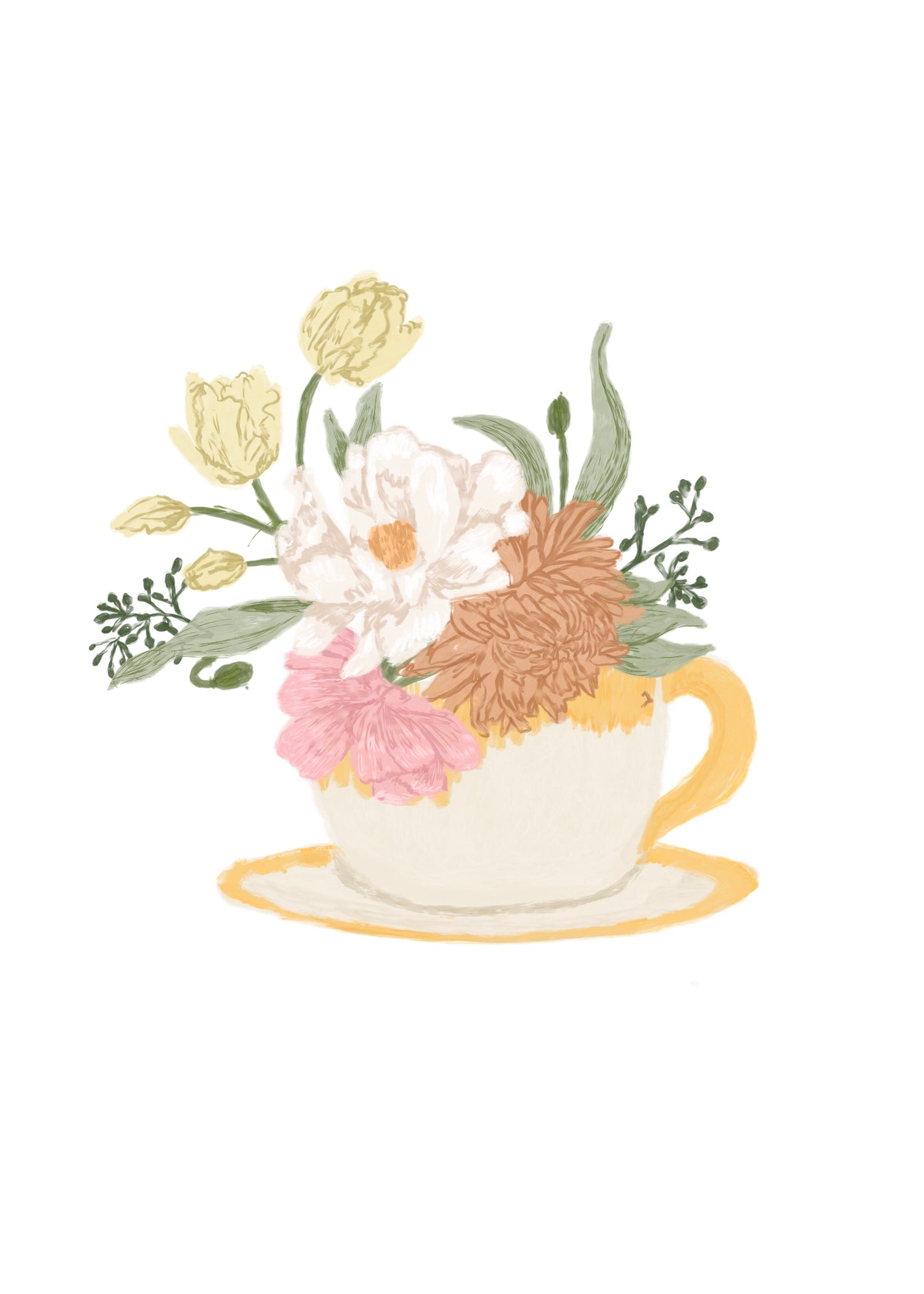 Flower Coffee Cup Mini Art Print