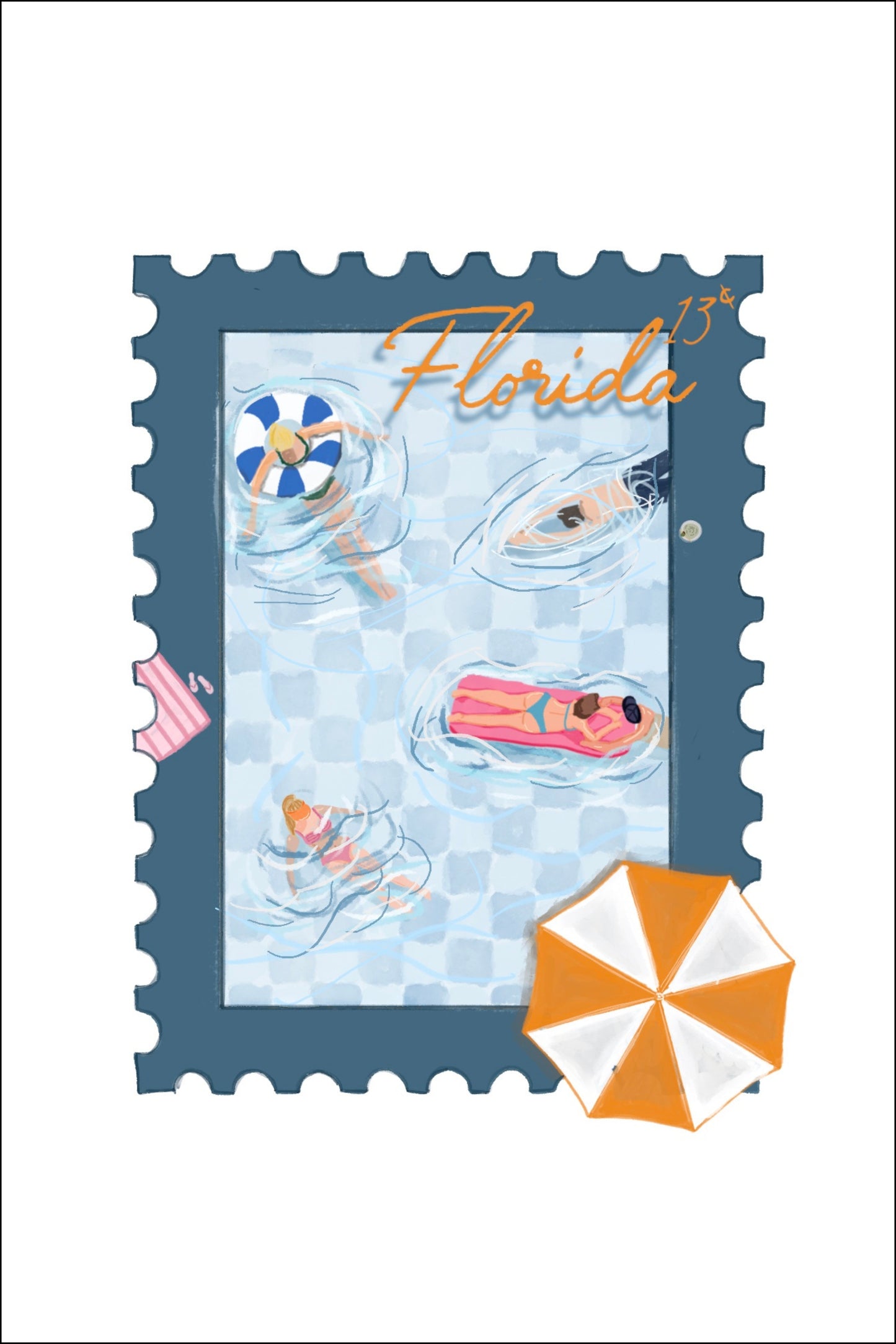 By the Pool Mini Art Print